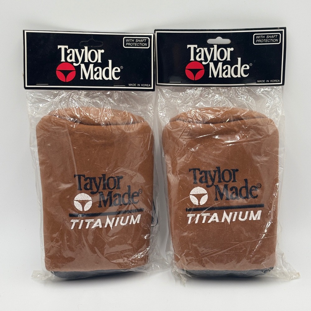 Lot of 2 TaylorMade Titanium Golf Club Headcovers Brown Vintage OEM New